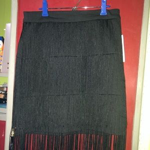 Takari Black Fringe Skirt